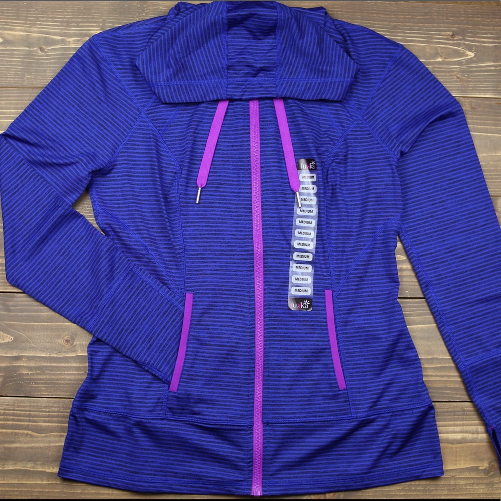 Lukka Full-Zip Athletic Hoodie SZ M Striped